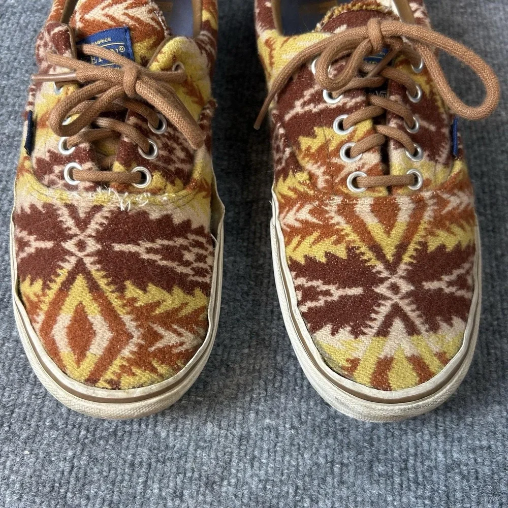 Vans Era Pendleton Shoes Mens Size 10.5 Brown Wool Geometric Pattern Sneakers